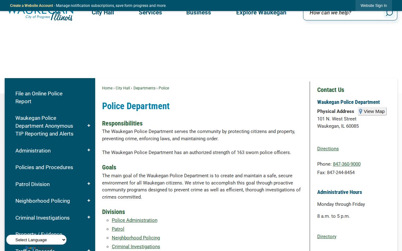 Waukegan Police page for Waukegan recent arrest records