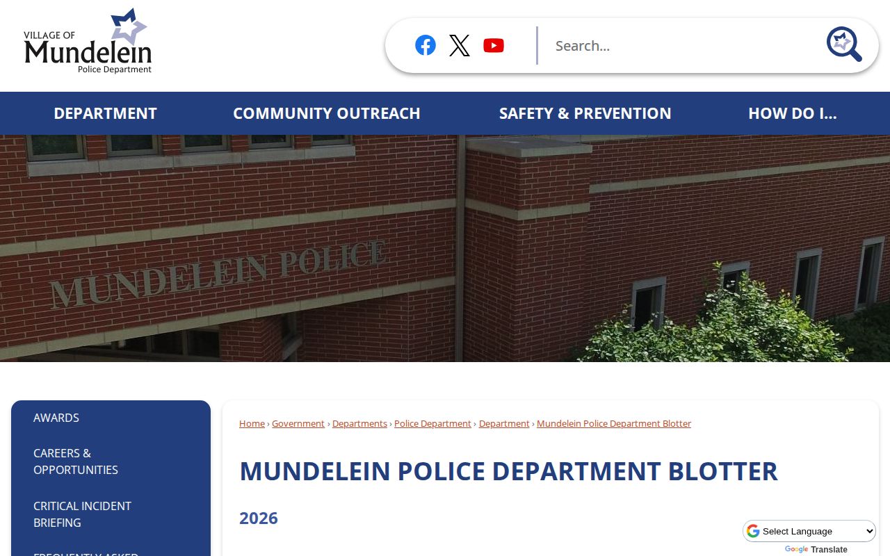 Mundelein Police weekly recent arrest blotter index